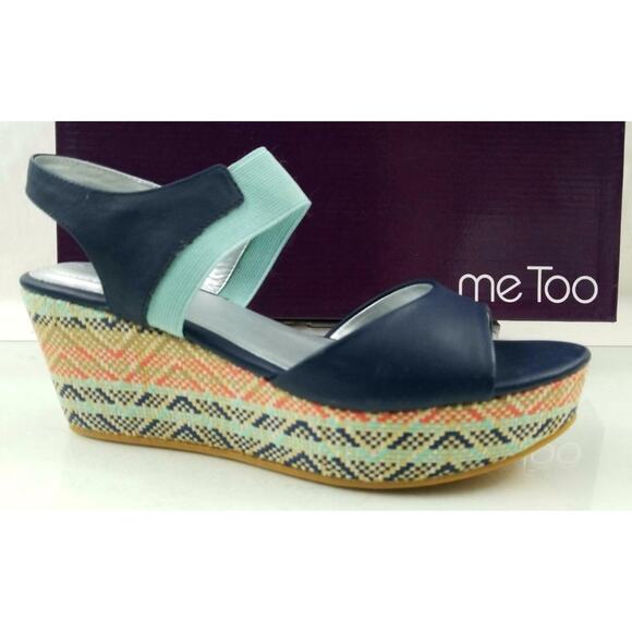 Me Too Cara 6 Wedge Espadrille Sandal Sapphire Blue Multi Size 11 New / Display - Picture 1 of 7